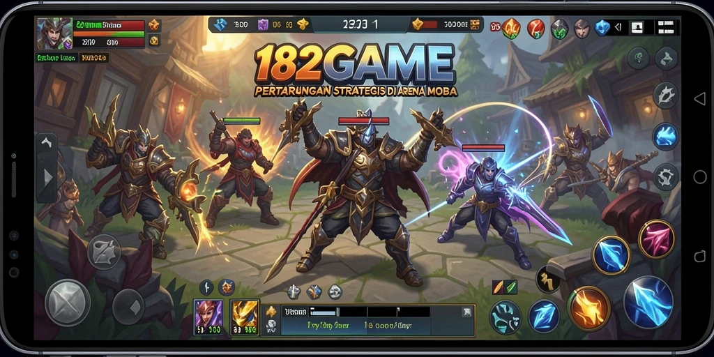 Tangkapan layar gameplay menarik di arena pertempuran MOBA.