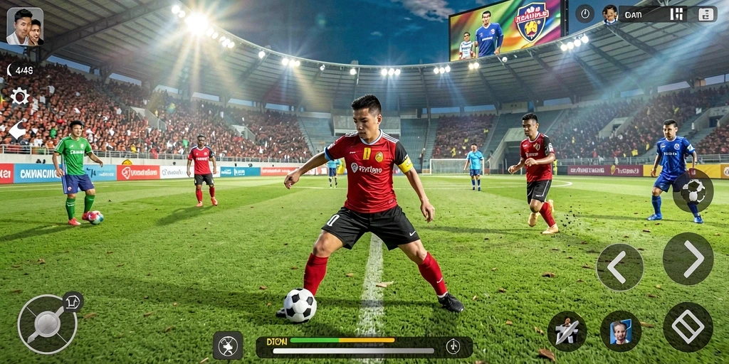 Tampilan gameplay <strong>3446</strong> yang menegangkan dan seru di lapangan sepak bola.