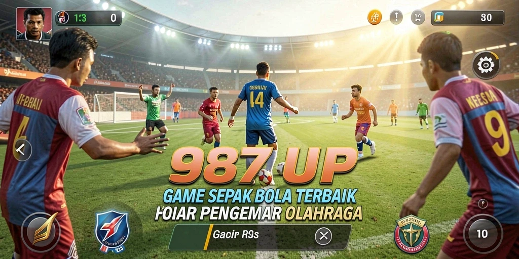 Tangkapan layar menunjukkan aksi seru permainan sepak bola di 987UP.