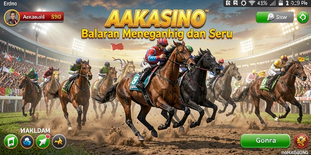 Screenshot gameplay AAKASINO yang menampilkan aksi balapan seru.