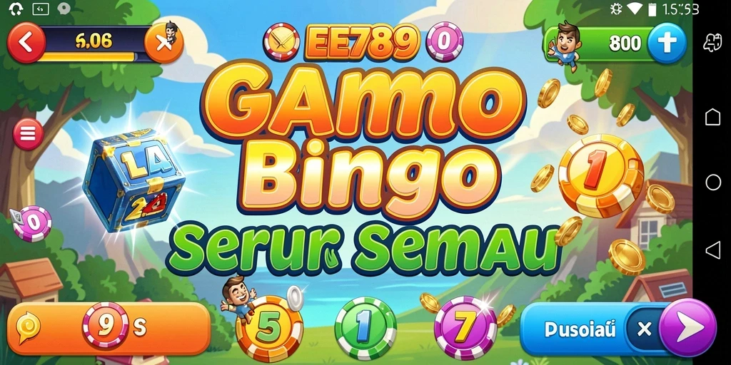 Screenshot utama EE789 menampilkan gameplay seru Bingo yang menarik.