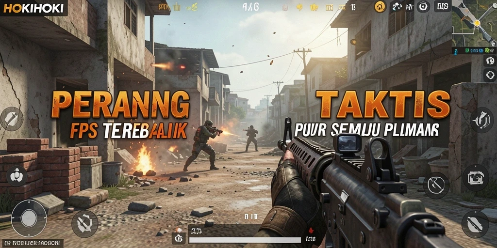 Screenshot gameplay HOKIHOKI menampilkan aksi tembak-menembak yang mendebarkan.