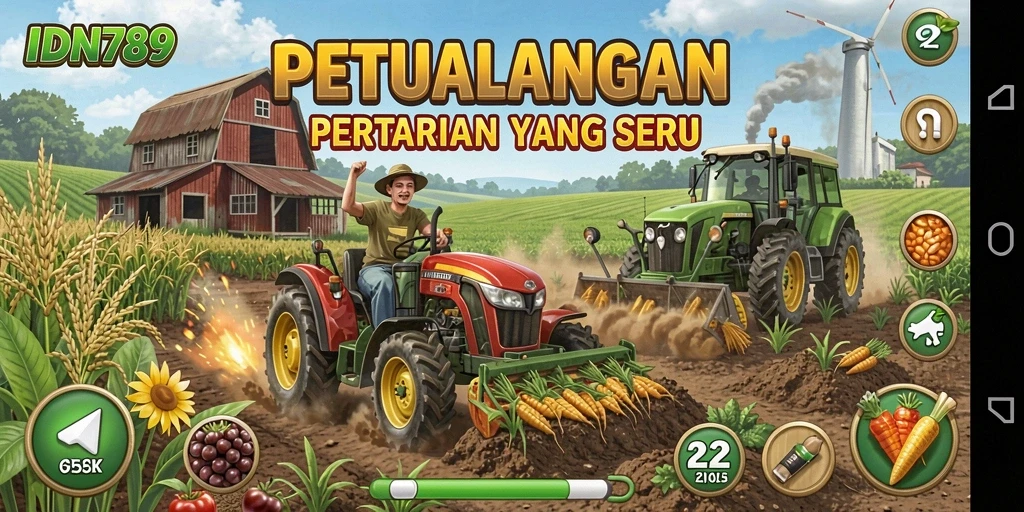 Tampilan gameplay <strong>IDN789</strong> menampilkan aktivitas bertani yang seru dan interaktif.
