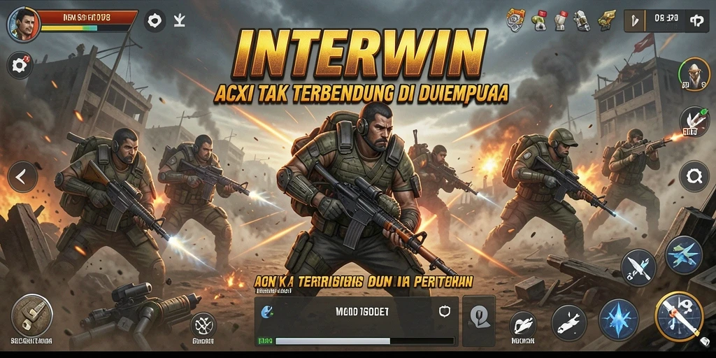Tampilan gameplay seru dalam pertempuran di INTERWIN.