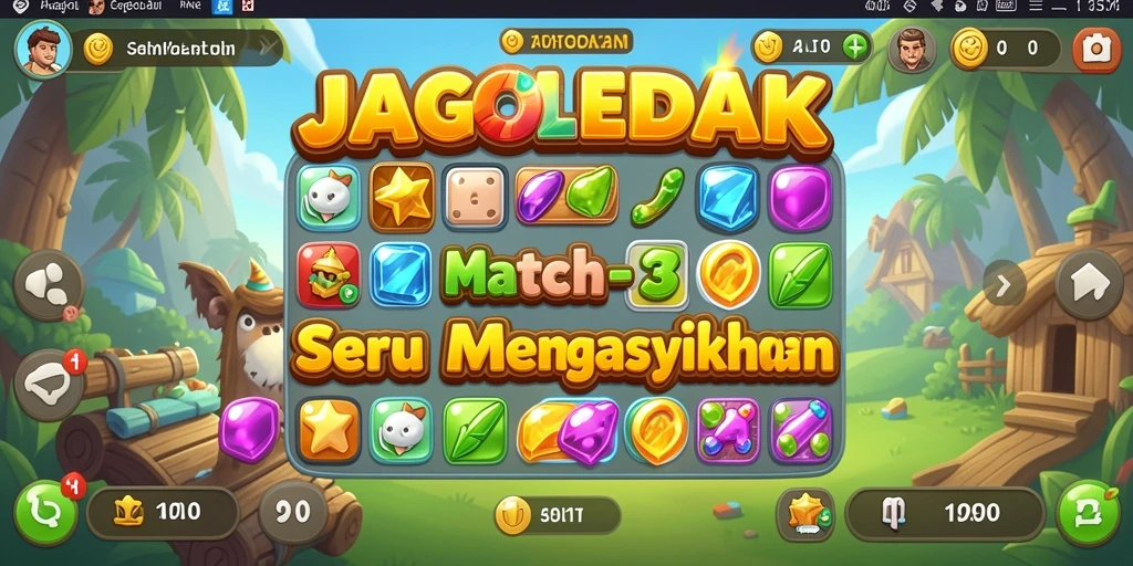 Gambar menarik dari gameplay JAGOLEDAK di level Match-3.