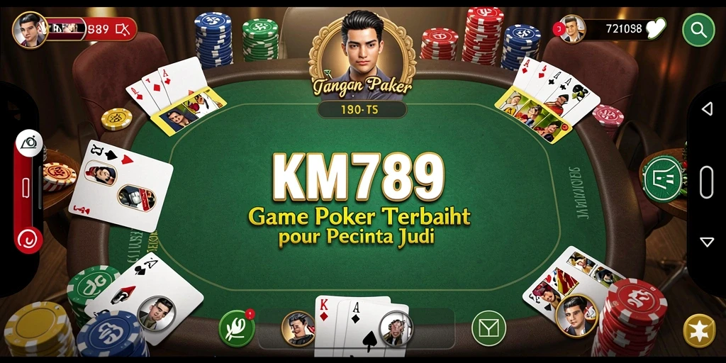 Tampilan gameplay seru dari KM789 dengan pemain Poker berkompetisi secara intens.