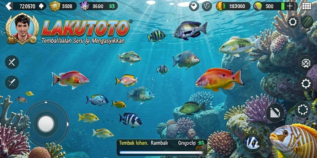 Gameplay seru LAKUTOTO dengan karakter ikan menarik.