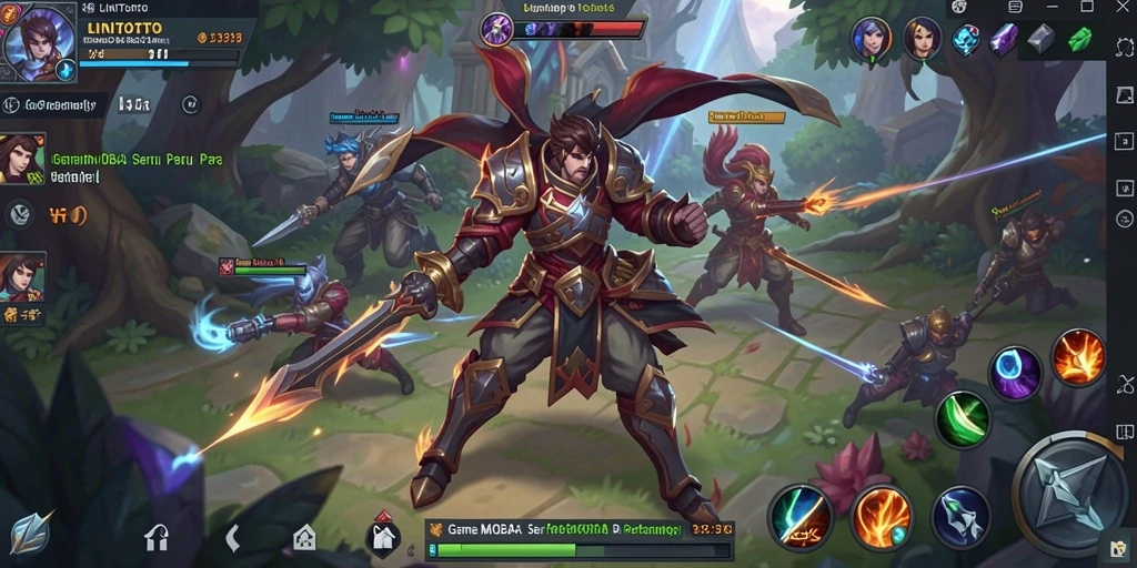 Tampilan gameplay seru dari LINITOTO dengan aksi MOBA yang mendebarkan.