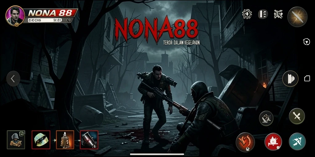 Tampilan gameplay NONA88 dengan suasana Horror yang mencekam.