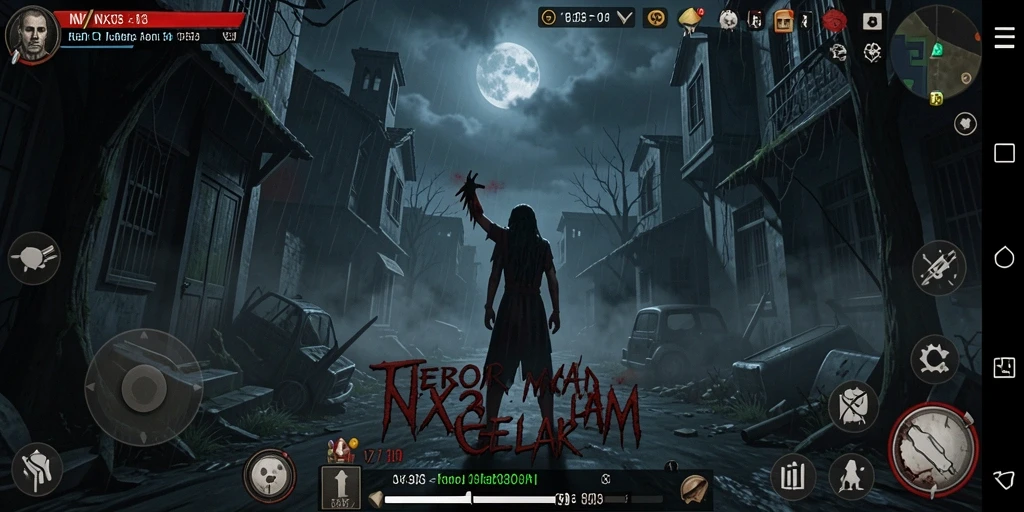 Gameplay seram dengan suasana gelap yang menegangkan.