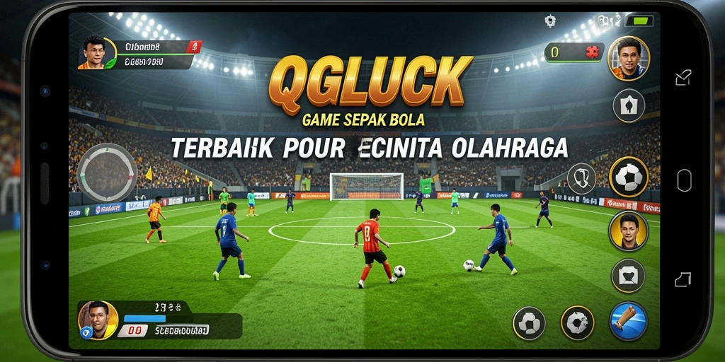 Screenshot QGLUCK menunjukkan aksi seru permainan sepak bola.