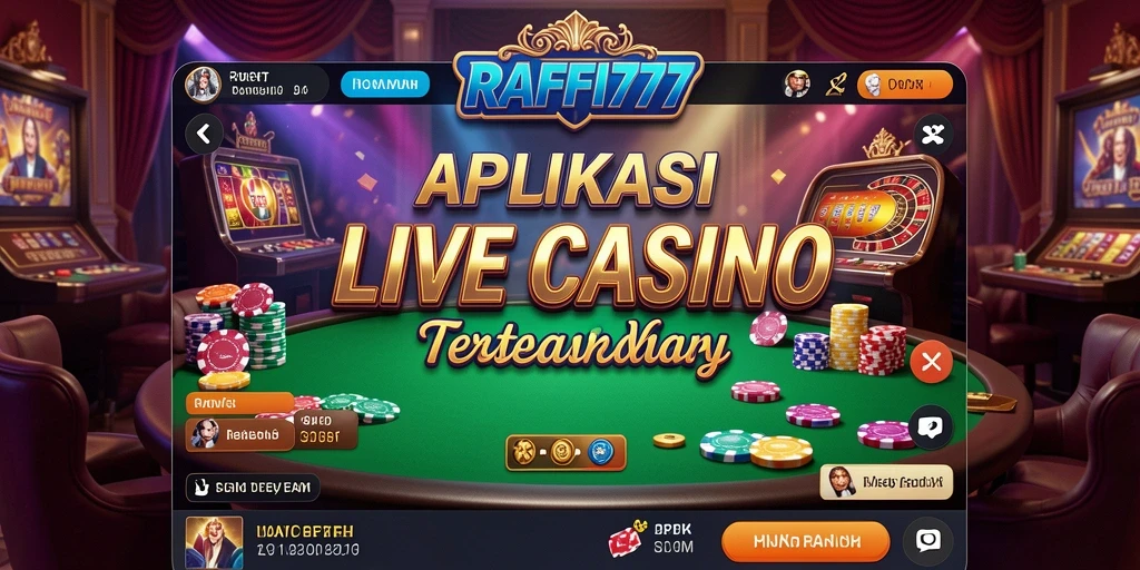 Tangkapan layar gameplay RAFFI777 menampilkan dealer langsung dan suasana kasino yang menegangkan.