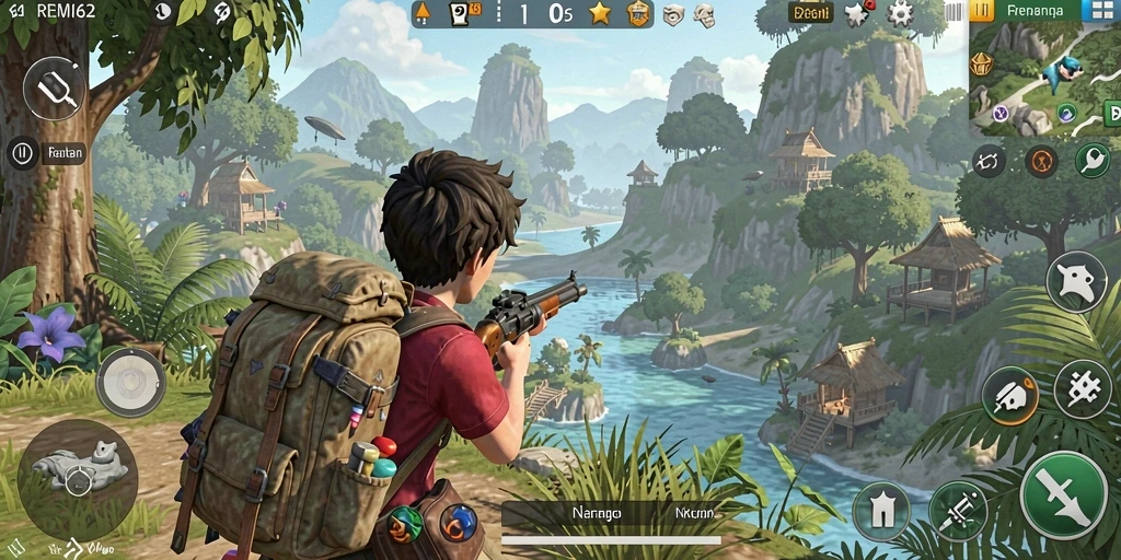 Screenshot gameplay REMI62 menampilkan aksi seru dalam dunia terbuka.
