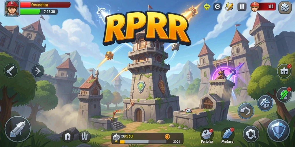 Tampilan menarik dari gameplay Tower Defense RPRR yang seru.