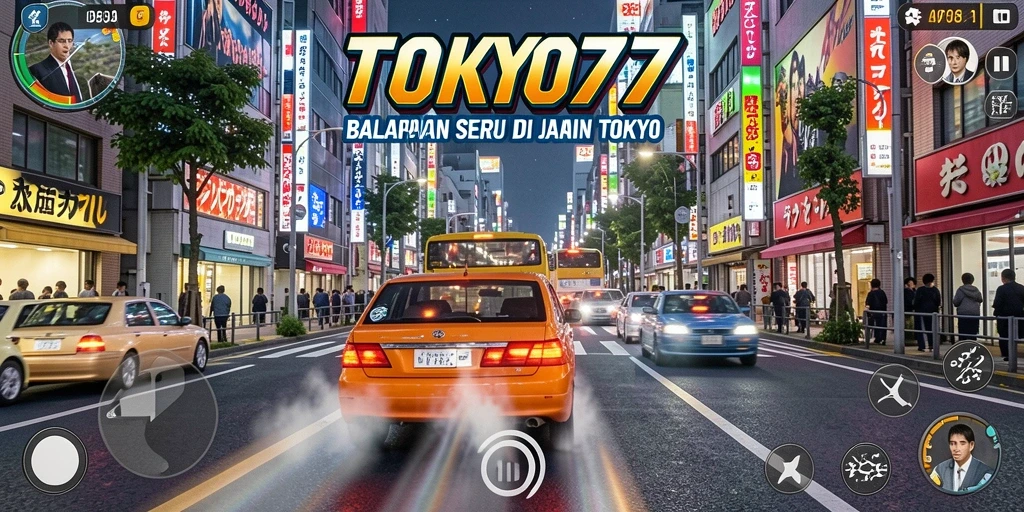 Tampilan gameplay yang mendebarkan dari balapan mobil di Jepang.