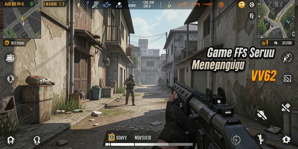 Gameplay mendebarkan dalam aksi FPS yang intens.